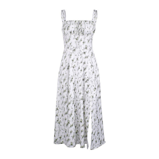 R&B | Floraler Strapsrock mit Schnürsenkeln und Neckholder mit hohem Schlitz