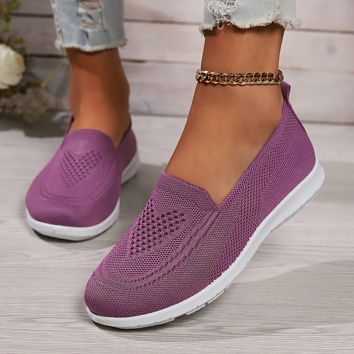 R&B | Einfarbige Gestrickte Sneaker Für Damen