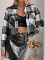 R&B | Karierte Kragenknopf Jacke