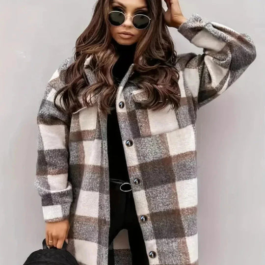 R&B | lange Winterjacke Damen - stylische Jacke mit Knöpfen