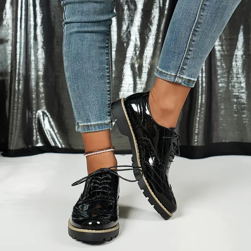 R&B | Lackschuhe Im Oxford-Stil mit Klobiger Sohle für Damen