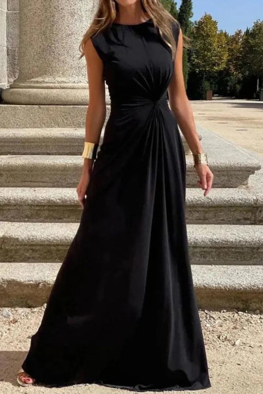R&B | Elegantes Langkleid mit Langen Ärmeln, Revers und Unifarbenem V-Ausschnitt für Damen