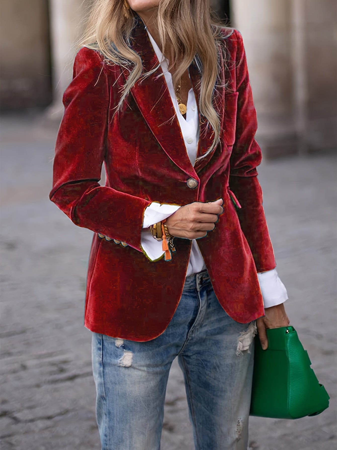 R&B | Veloursakko mit Einem Knopf Elegant und Stilvoll Perfekt für Festliche Anlässe