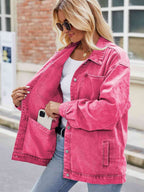 R&B | Knopf-Down Denimjacke mit Taschen