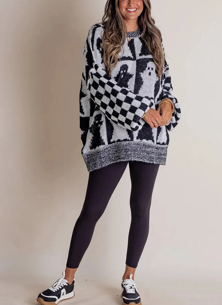 R&B | Karierter Strickpullover