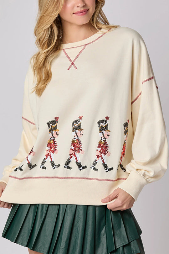 R&B | Weihnachts Soldat Pailletten Langarm Freizeit Sweatshirt