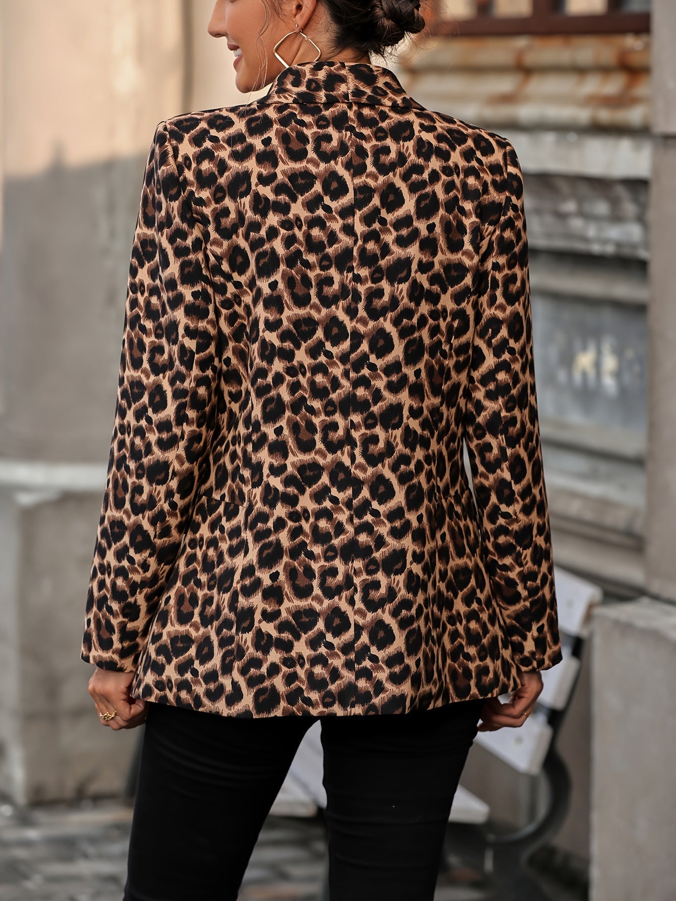 R&B | Eleganter Business Langblazer mit Leopardenmuster für alle Jahreszeiten