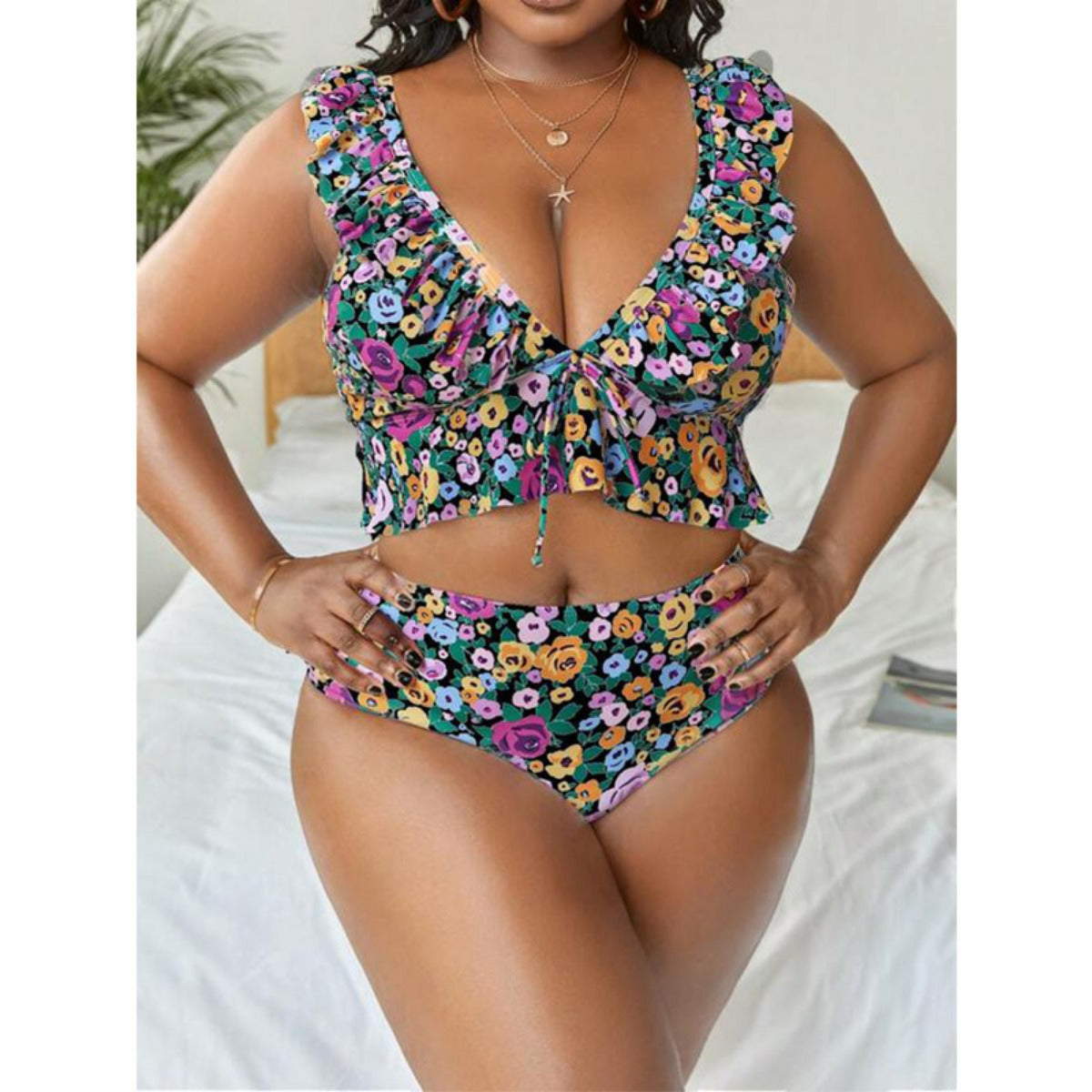 R&B | Großer bedruckter geteilter Bikini