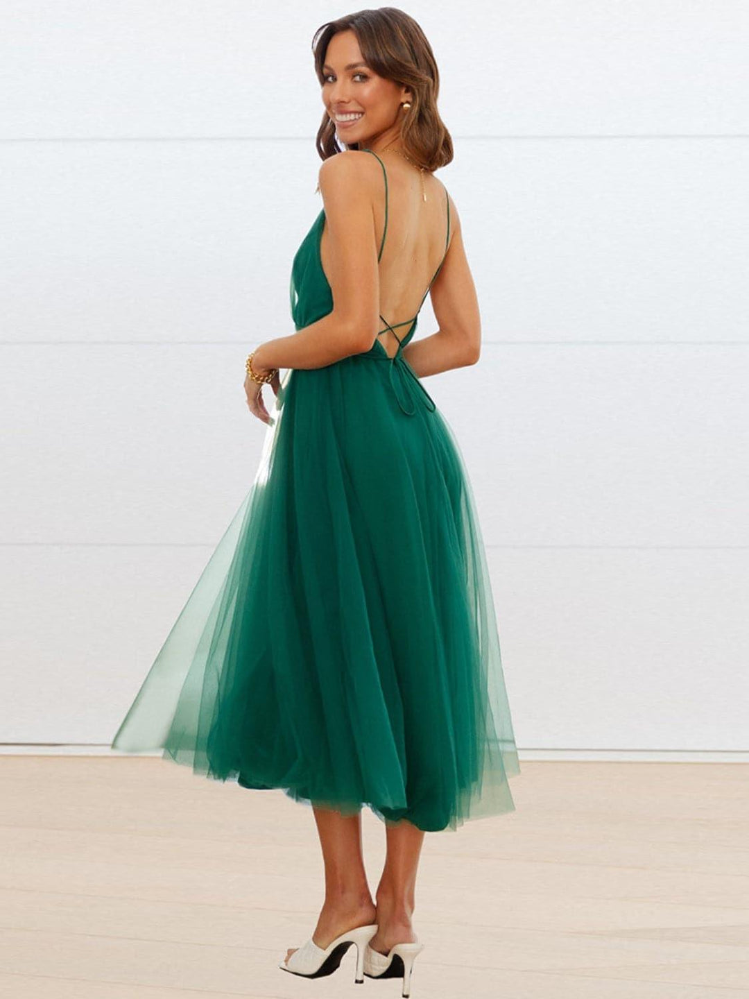 R&B | Rückenausschnitt Kreuzbandlos Ärmelloses Midi-Kleid
