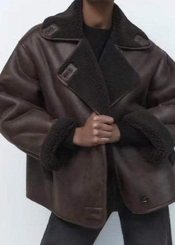 R&B | Stil Doppeltseitige Kunstlederjacke