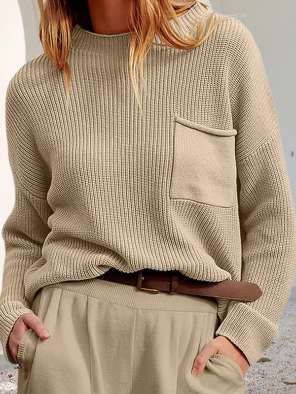 R&B | Bequemer, entspannter Strickpullover mit Taschen