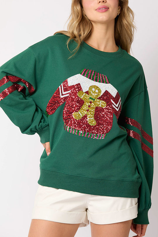R&B | Weihnachts-Pailletten-Rundhals-Lässiger Sweatshirt