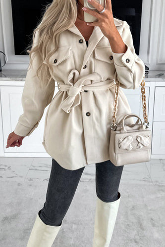 R&B | Schnürung Einfarbig Tasche Knopfleiste Langarm Jacke
