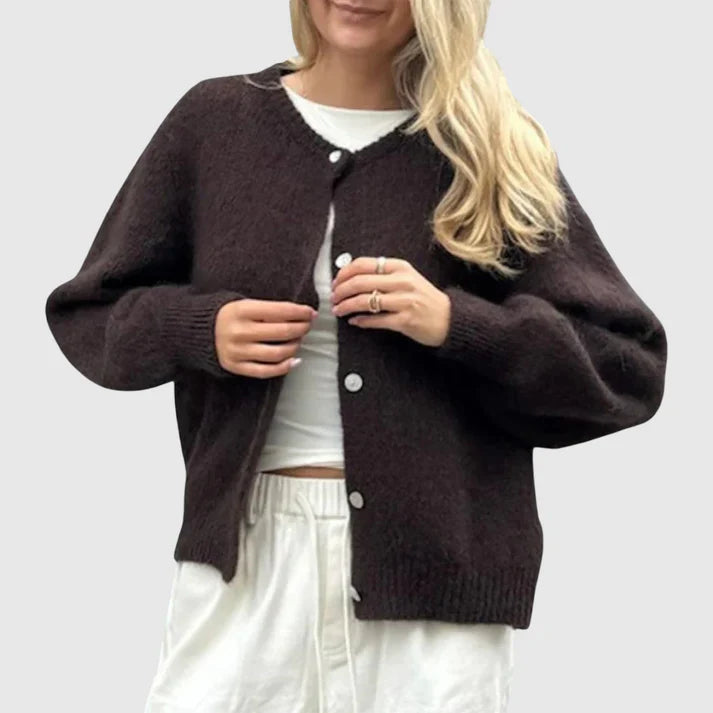 R&B | Damen Cardigan mit Rundhalsausschnitt und Knopfverschluss