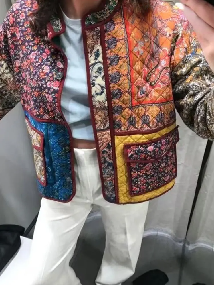 R&B | Floral Print Coat With Patchwork Pockets