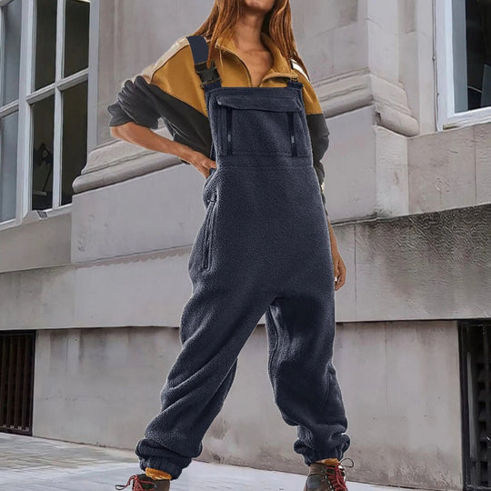 R&B | Damen Fleece Overall Mit Verstellbaren Trägern Stylisch Und Bequem