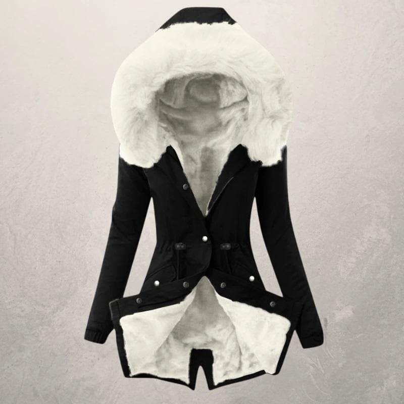 R&B | Parka-Jacke - Mittellange Passform - Gefüttert mit Kunstfell - Kapuze und Knopfverschluss