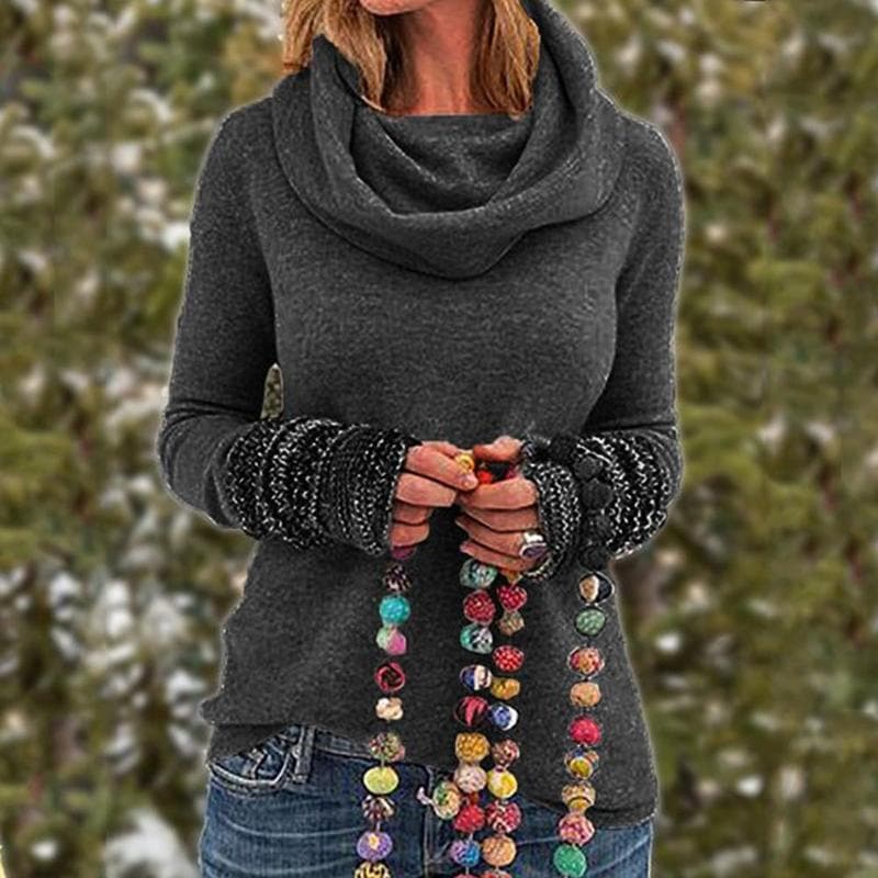 R&B | Wolle Cowl Neck Pullover Sweatshirt Lässiger Schnitt Pullover