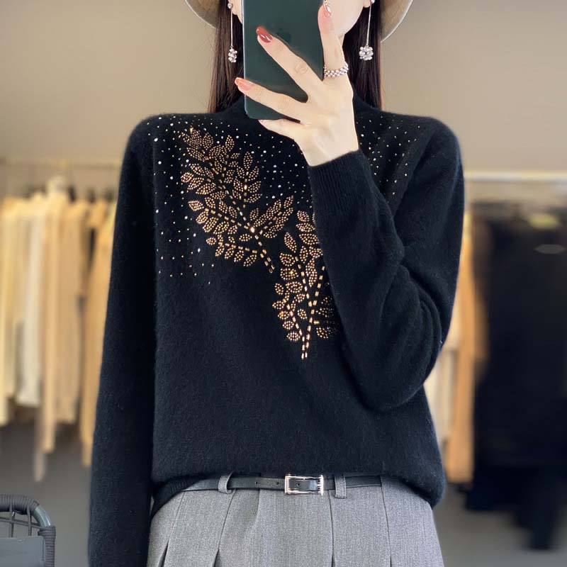 R&B | Strickpullover Mit Zartem Blättermuster