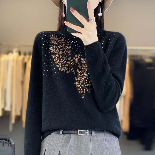 R&B | Strickpullover Mit Zartem Blättermuster