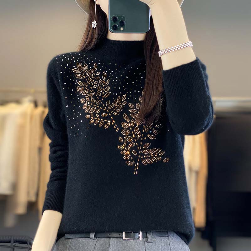 R&B | Strickpullover Mit Zartem Blättermuster