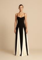 Spaghettibandje Farbblock Swing Maxikleid