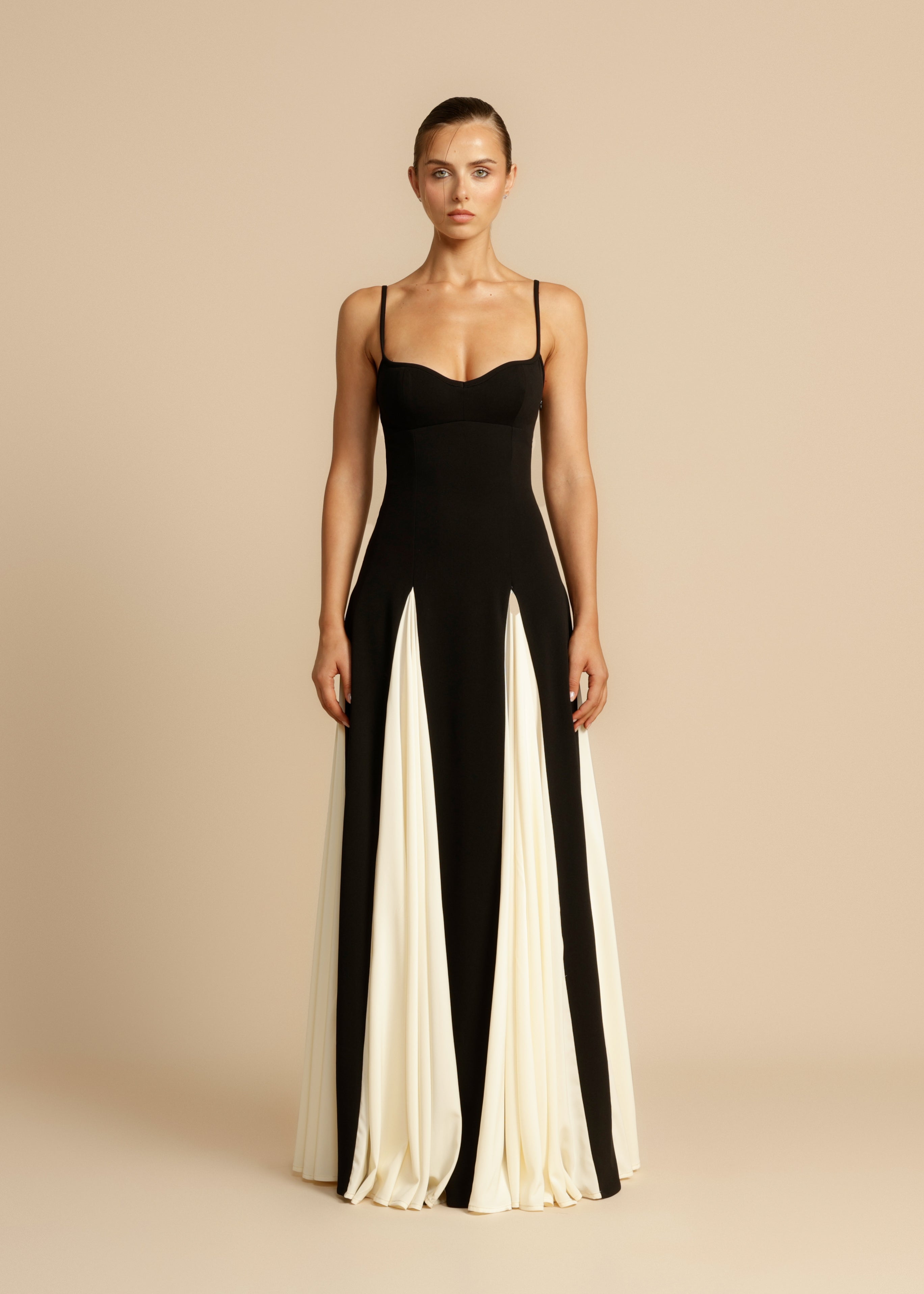 Spaghettibandje Farbblock Swing Maxikleid