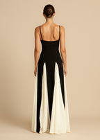 Spaghettibandje Farbblock Swing Maxikleid