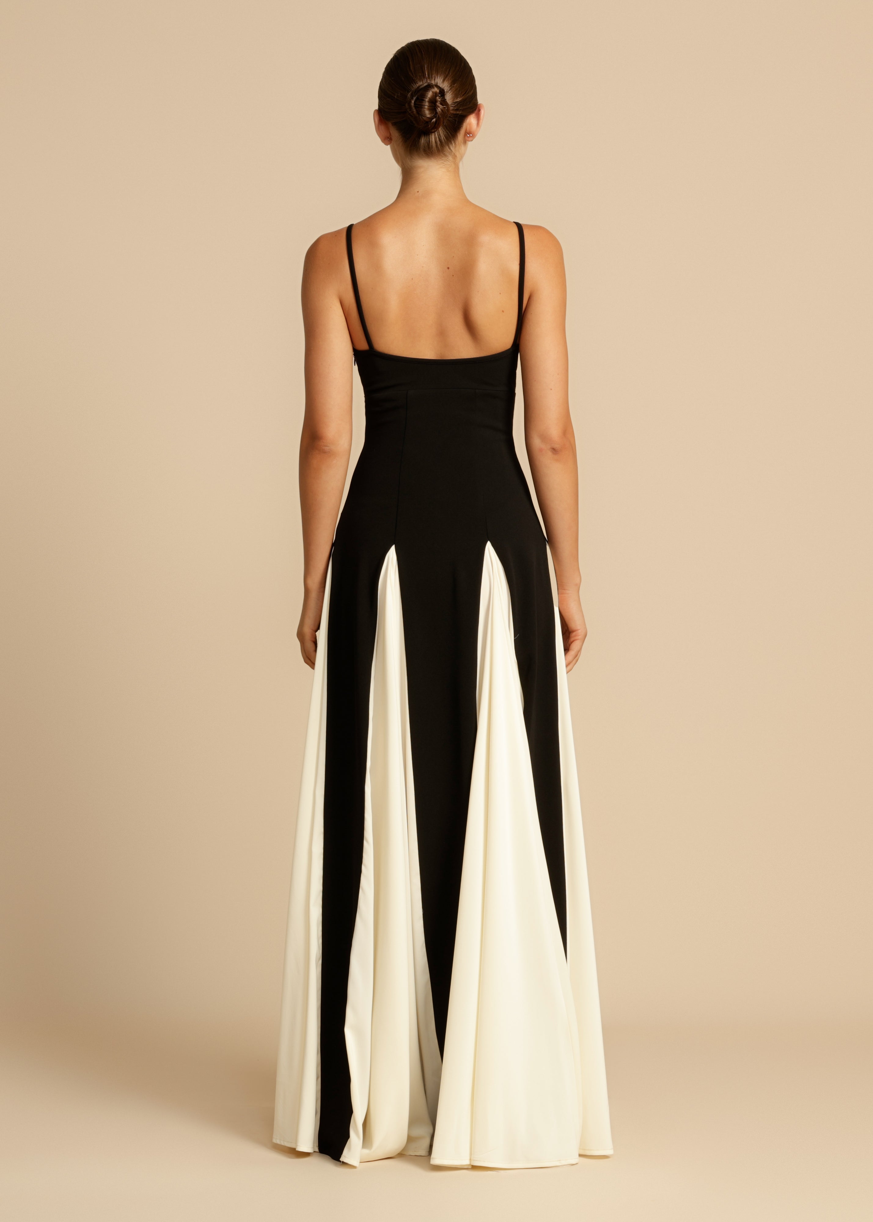 Spaghettibandje Farbblock Swing Maxikleid