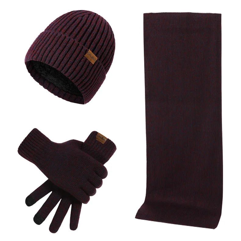 R&B - Lässiges Winterset mit Mütze, Schal und Handschuhen für Männer