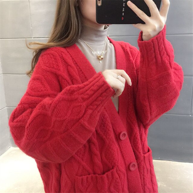 R&B | gestrickte Jacke Lang, dick und warm