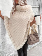 R&B | Eleganter Poncho mit Kunstpelzdetails Akryl Warm und Stilvoll