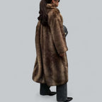 R&B | Eleganter Kunstfell Langer Trenchcoat
