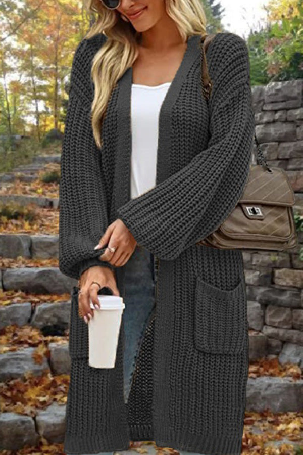 R&B | Länge Locker Oversized Doppelte Tasche Cardigan Sweater Jacke