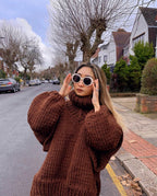 R&B | Chunky Strick Oversized Rollkragenpullover für Frauen