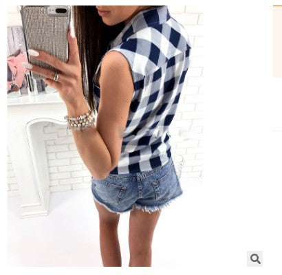 Damen lässige Karo-Hemdbluse mit Knopfleiste R&B