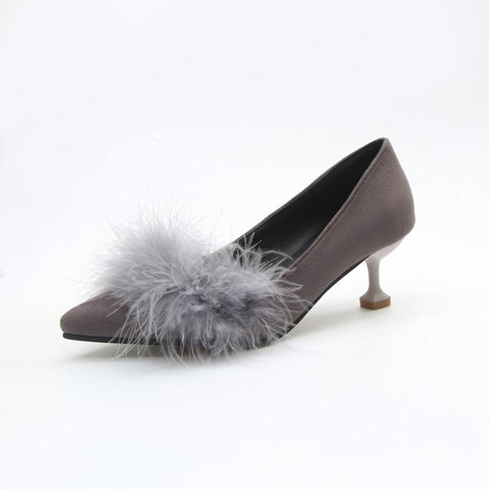 Damen elegante Pumps mit Federdetails und geschwungenem Absatz R&B