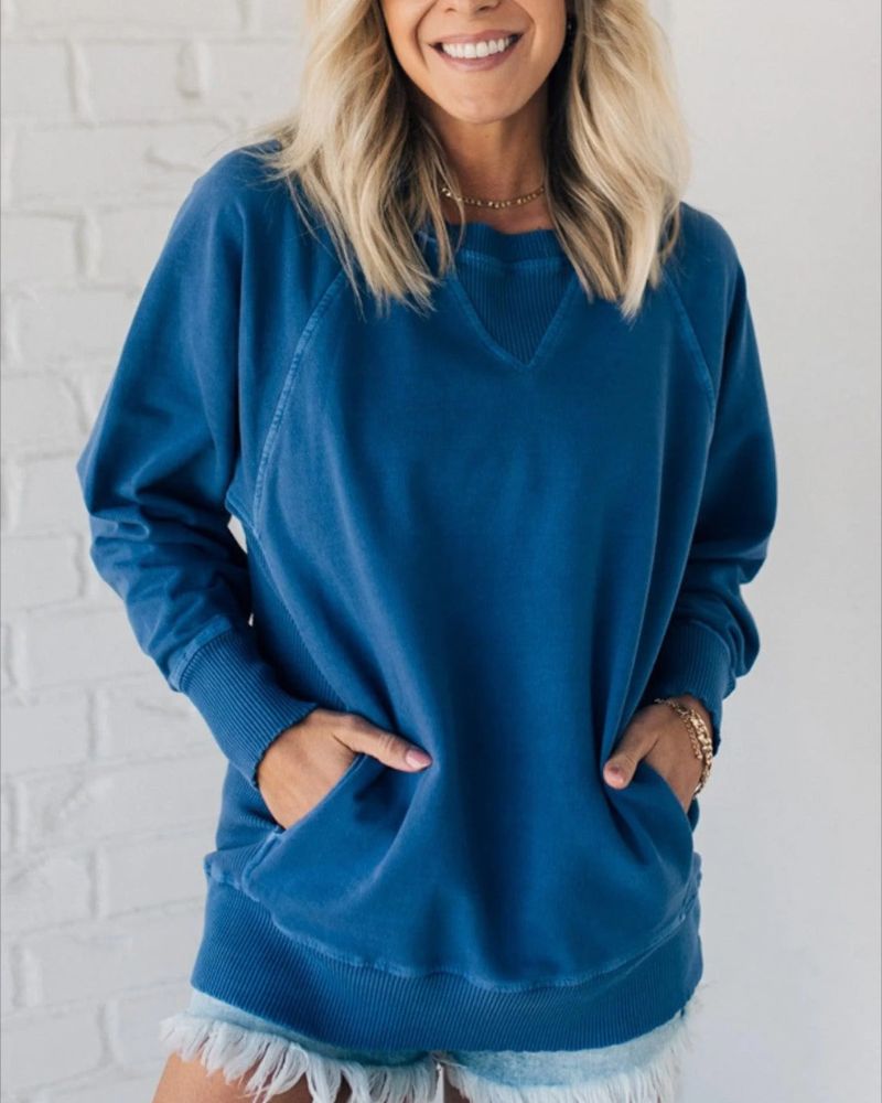 R&B | Gestreifter Akzent Pullover mit Taschen