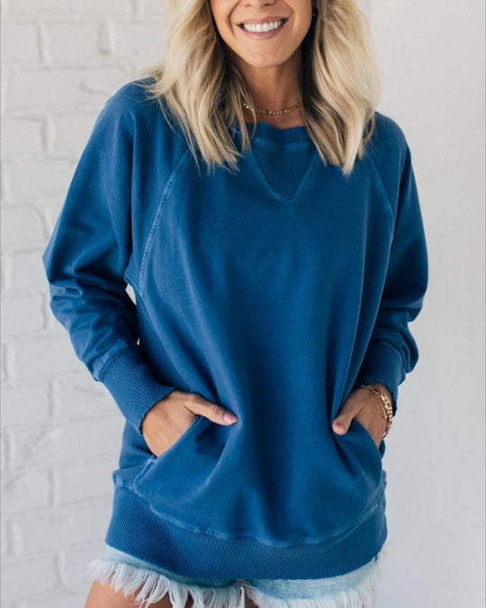 R&B | Gestreifter Akzent Pullover mit Taschen