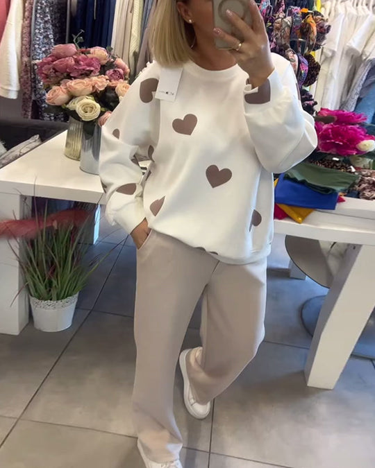 R&B | Frauen Casual Herz Pullover