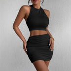 R&B | Ärmelloses Neck Tube Top Weste Hip Wrap Set