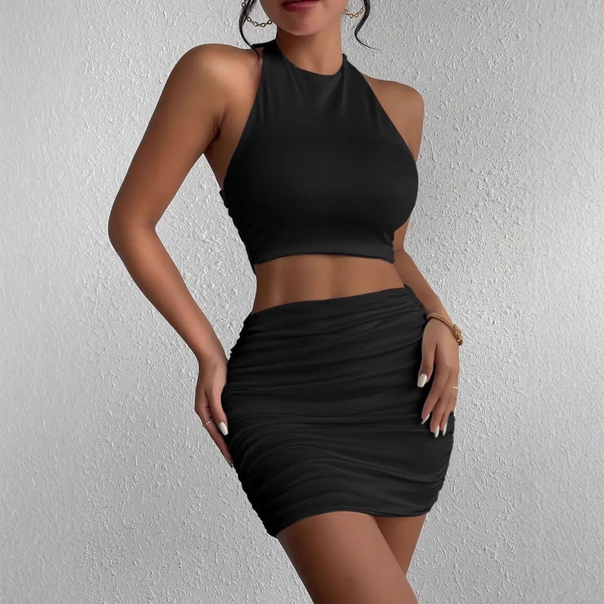 R&B | Ärmelloses Neck Tube Top Weste Hip Wrap Set