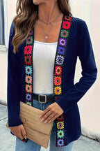 R&B | Strickjacke mit Blumenrand und langen Ärmeln