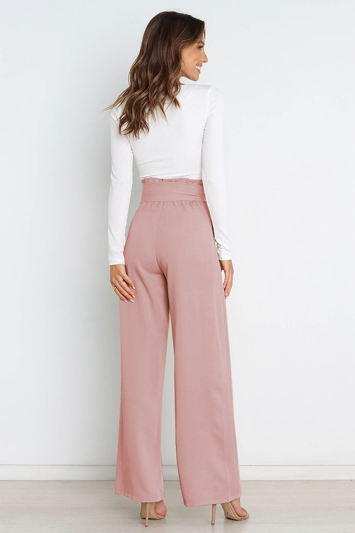 R&B | Hohe Taille Paperbag Hose mit Schleifendetail