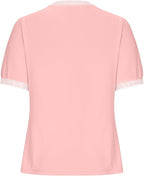 Damen Lässiges Kurzarm-Shirt mit Modischem Streifenkragen R&B