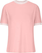 Damen Lässiges Kurzarm-Shirt mit Modischem Streifenkragen R&B