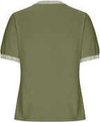 Damen Lässiges Kurzarm-Shirt mit Modischem Streifenkragen R&B