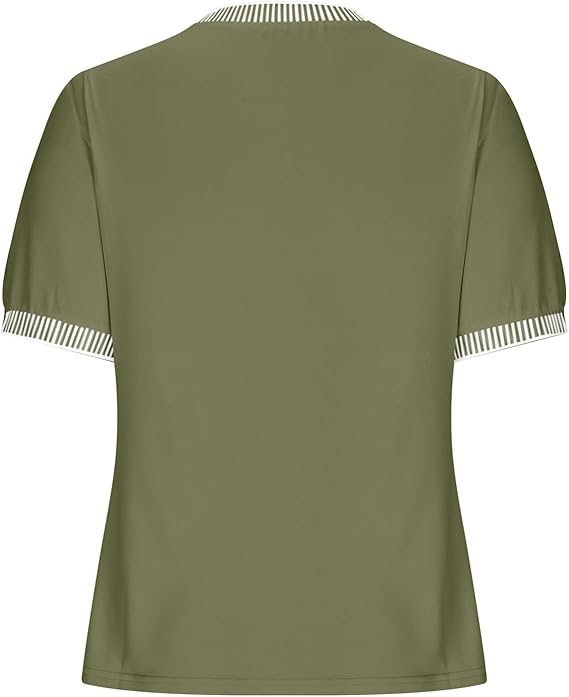 Damen Lässiges Kurzarm-Shirt mit Modischem Streifenkragen R&B