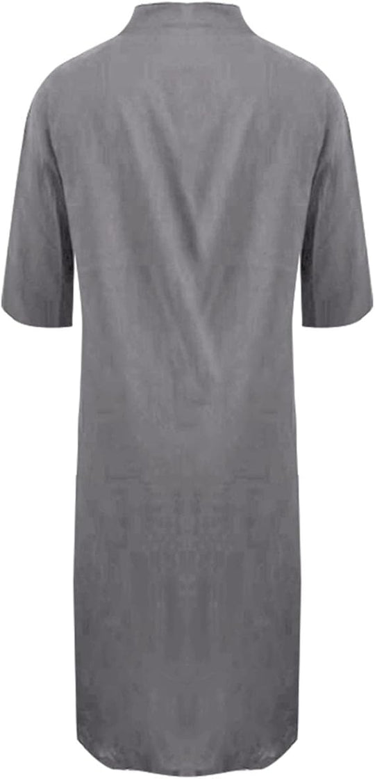 R&B | Lockeres Langes Kleid mit Langen Ärmeln und Seitentaschen Kleid