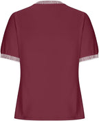 Damen Lässiges Kurzarm-Shirt mit Modischem Streifenkragen R&B